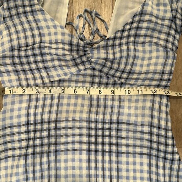 Urban Outfitters Spring Showers Blue Plaid Chiffon Dress Size Med Preppy - Picture 11 of 11